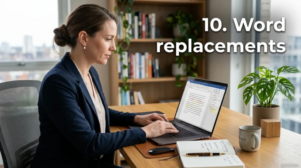 10. Word replacements