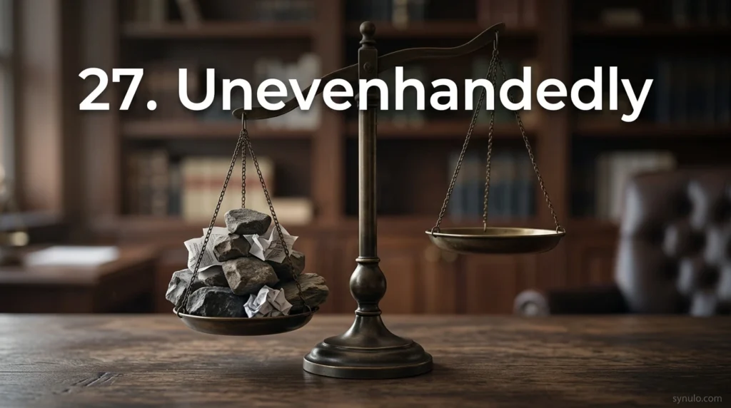 27. Unevenhandedly